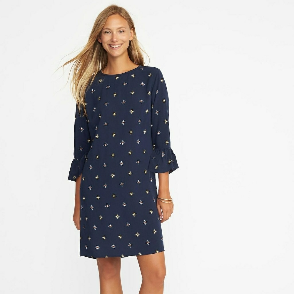 Plus Size Ruffle-Sleeve Shift Dress 